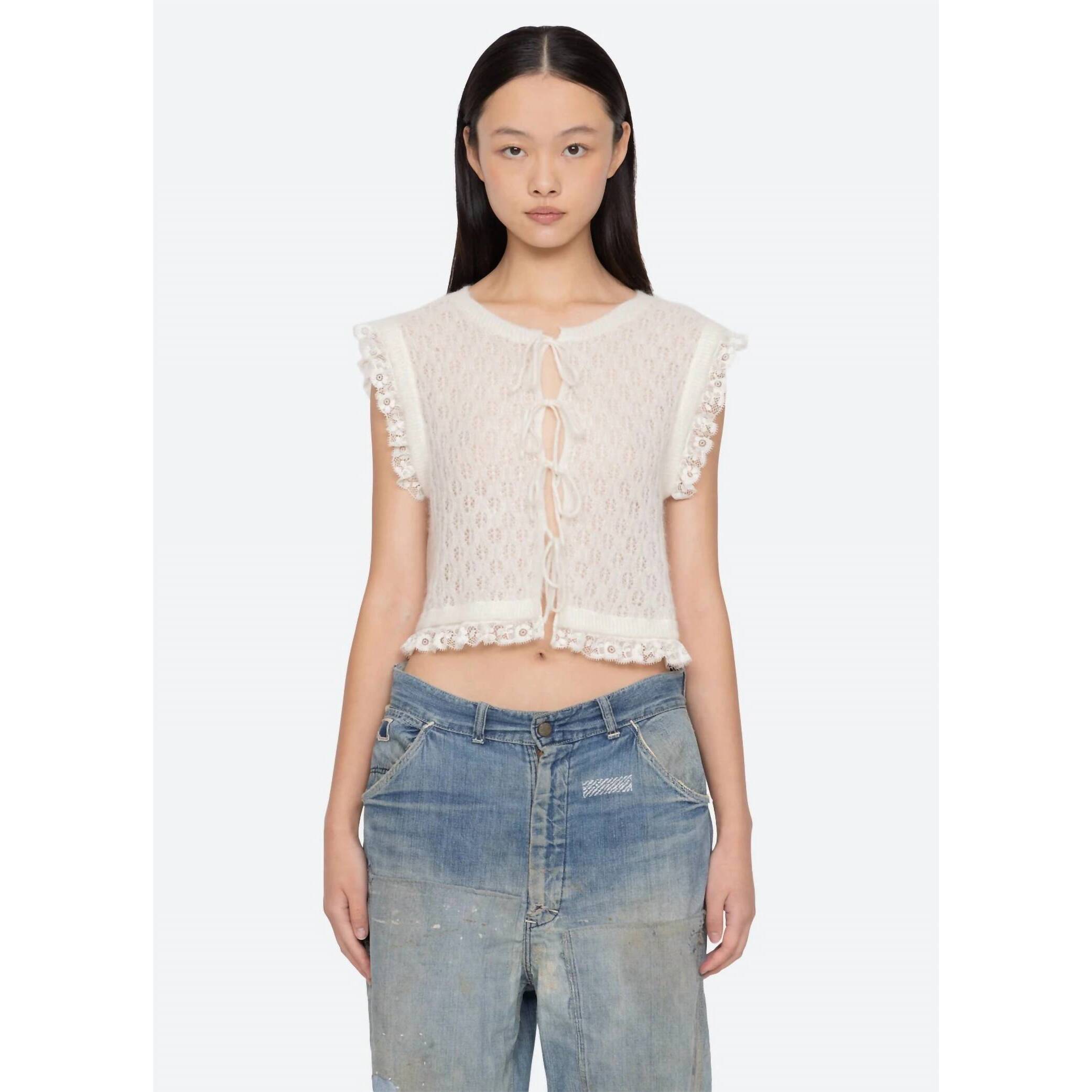 New Sea Teagan Knit Combo Vest Top In Cream